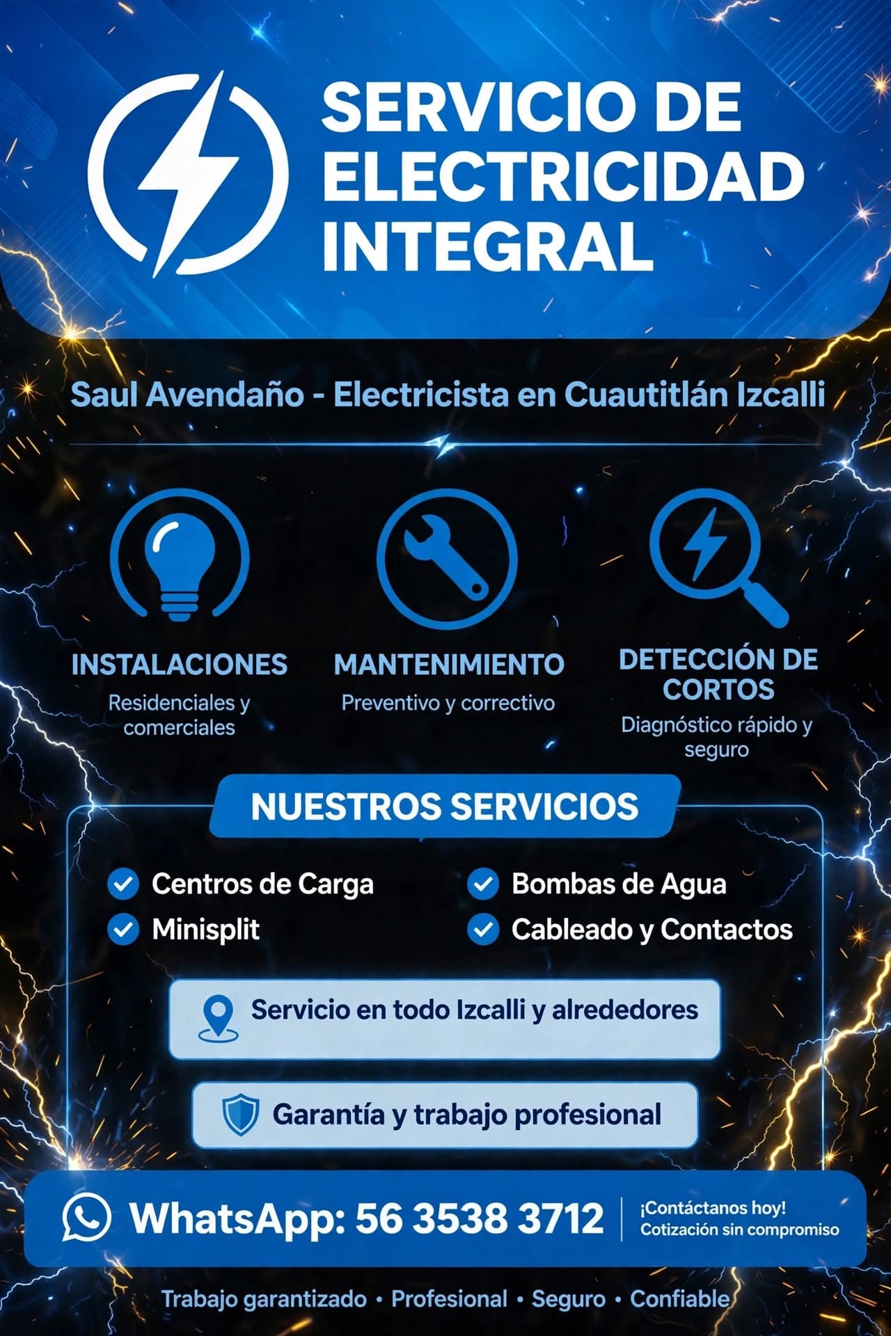 Servicio de mantenimiento eléctrico preventivo y correctivo